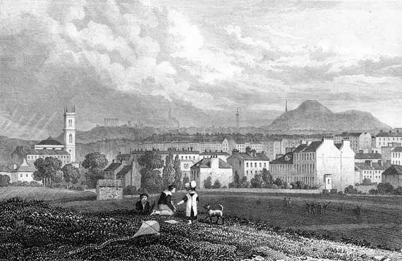 Engraving in 'Modern Athens'  -  The New Town from north-west Edinburgh