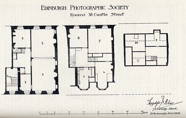 Edinburgh Photographic Society Premises  -  Plan of 38 Castle Street in 1892