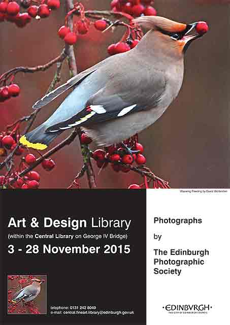 Exhibition of prints by Members of Edinburgh Photographic Society  -  in the Fine Arts Dept of Edinburgh Central Library, George IV Bridge, Edinburgh, November 2015