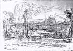 DO Hill  -  view of Edinburgh from Calton Hill  -  sketch in pen and ink