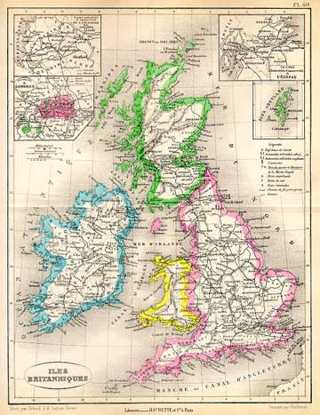 Map of the British Isles -  1877