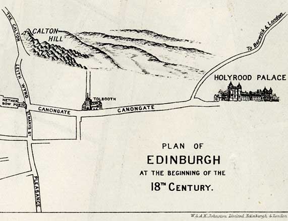 Edinburgh in the early 1700s  -  east section of map