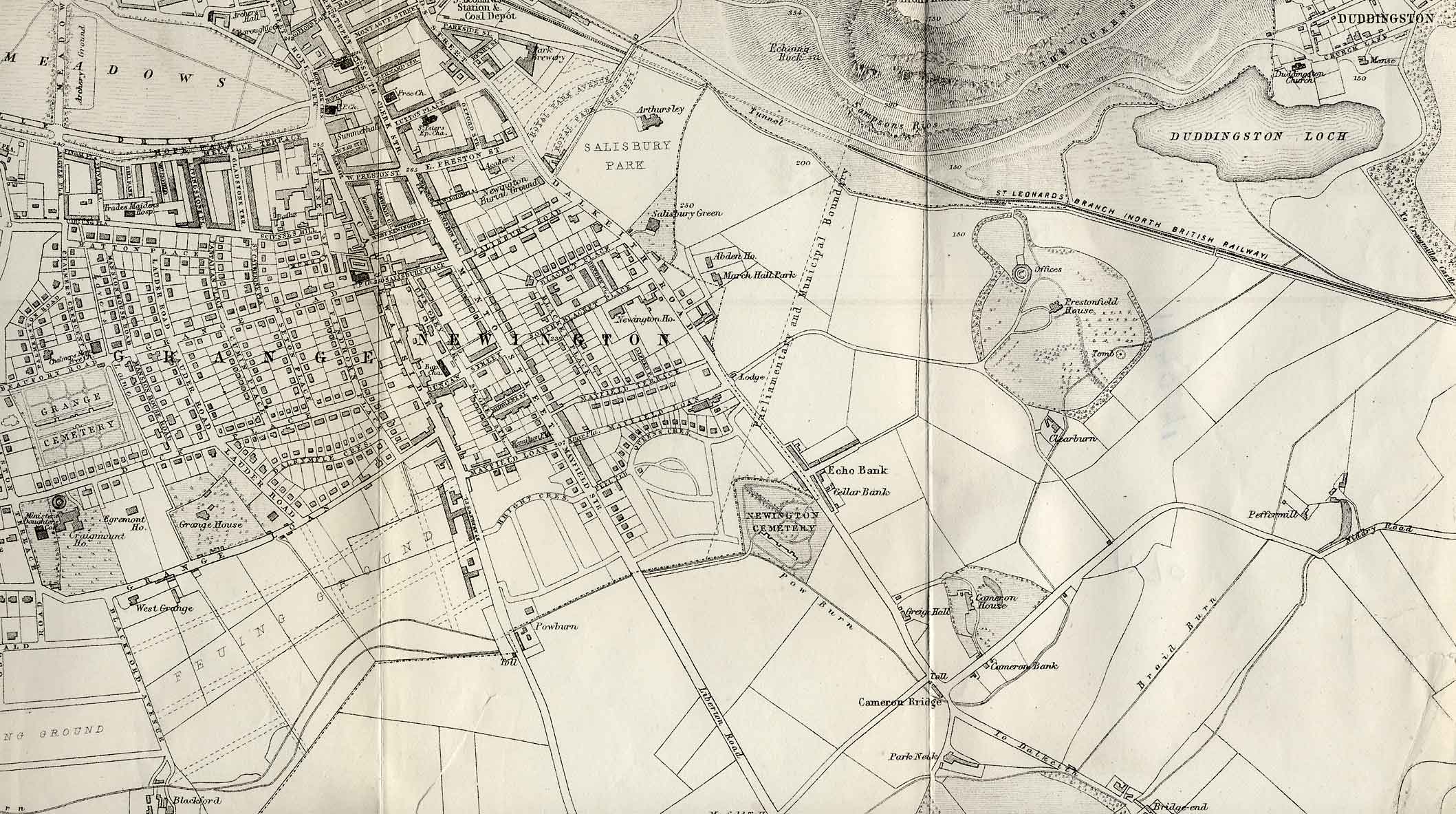 Map of Edinburgh and Leith. 1870  -  South-east Edinburgh Section