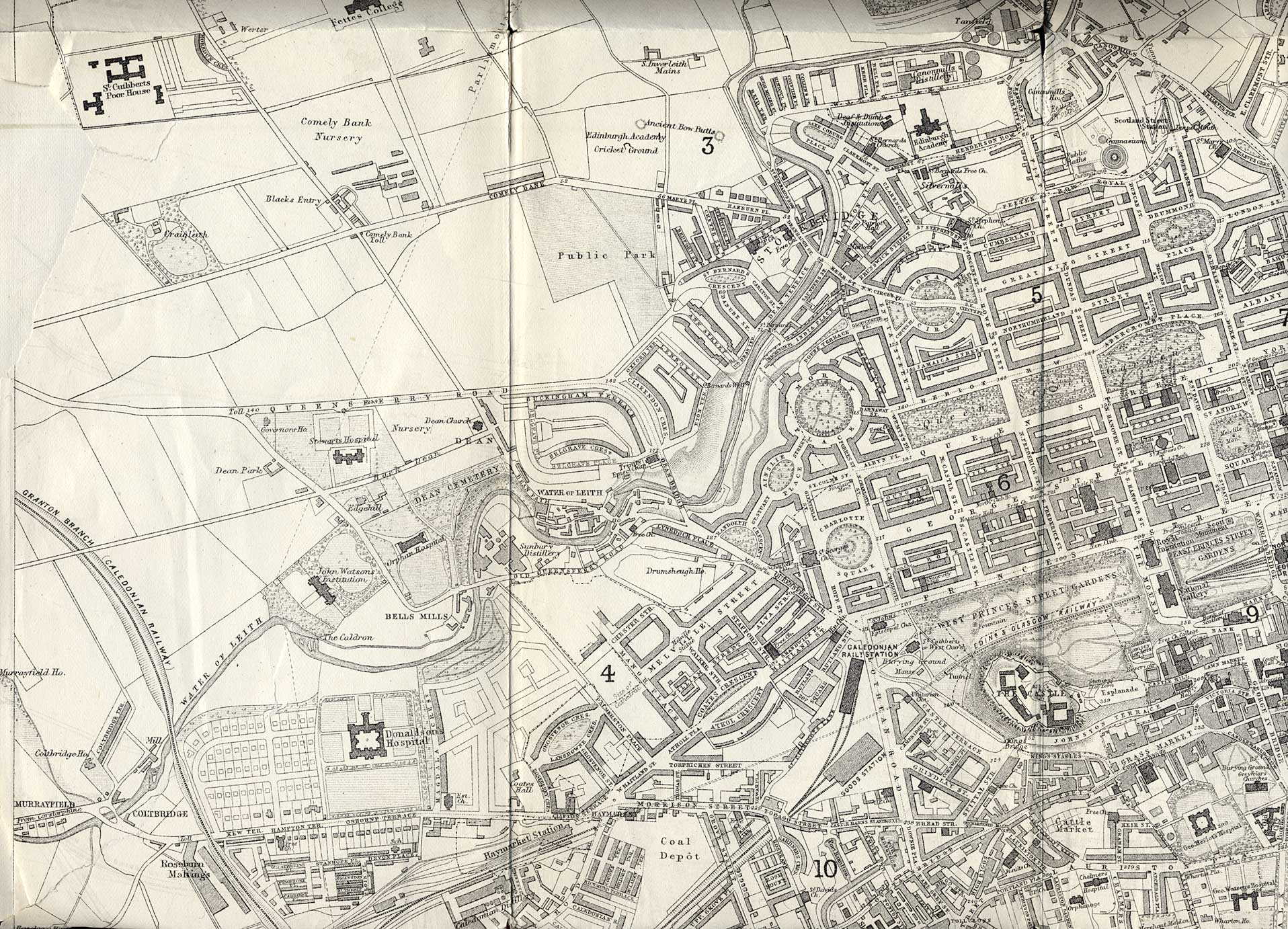 Map of Edinburgh and Leith. 1870  -  West Edinburgh Section