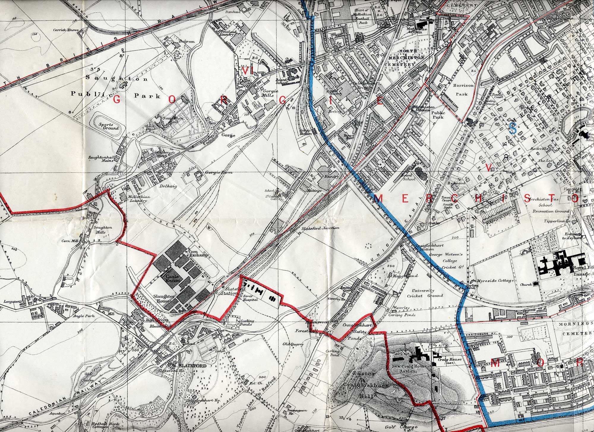Map of Edinburgh, 1915  -   South-west Edinbugh Section  -  Enlarged