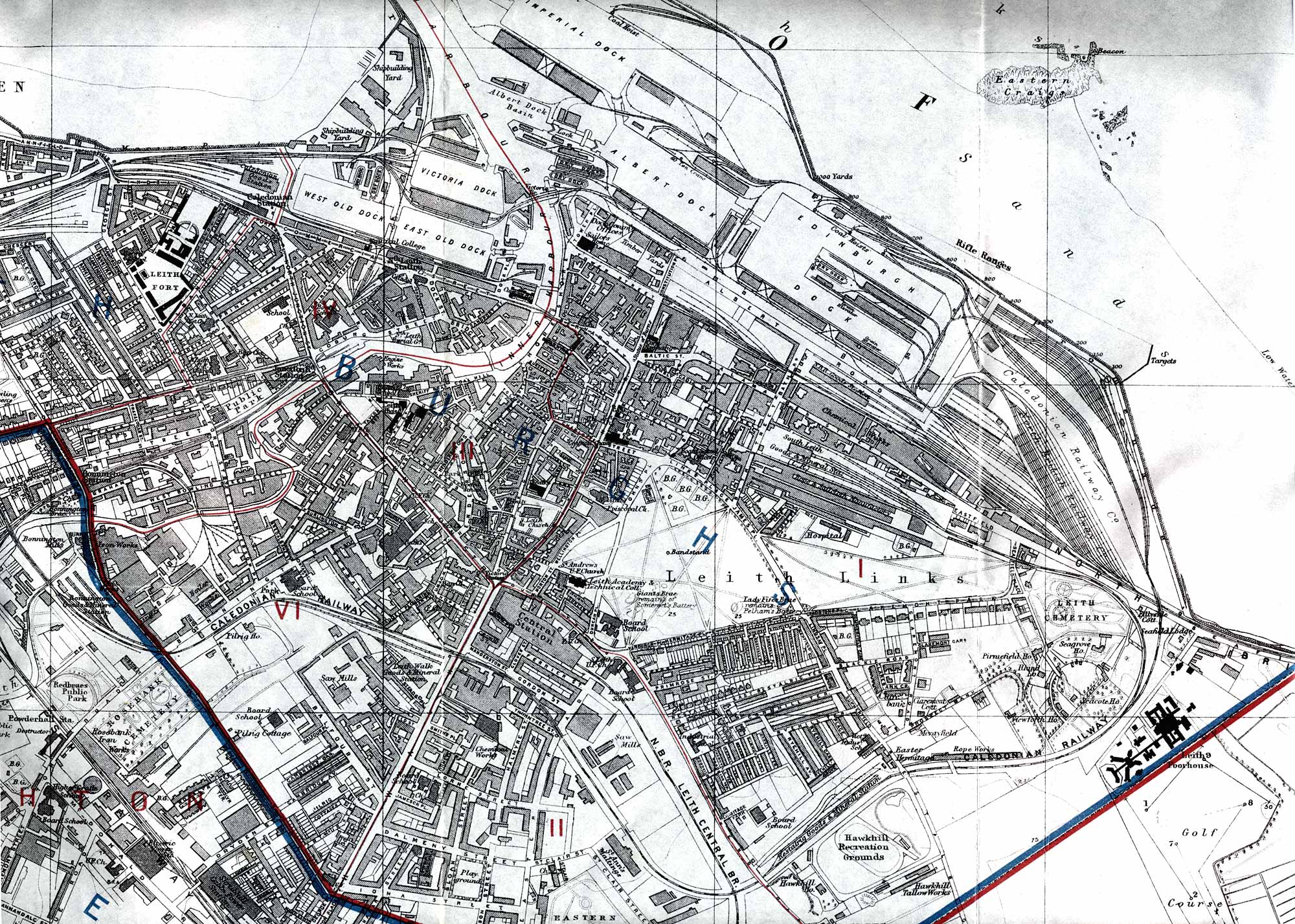 Map of Edinburgh and Leith. 1915  - Leith