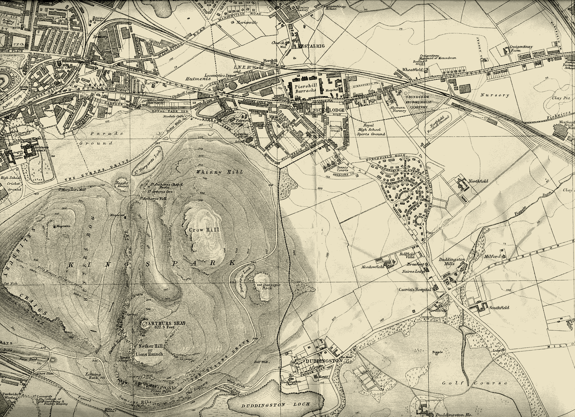 Edinburgh and Leith map, 1925  -  East Edinburgh section  -  Enlarged