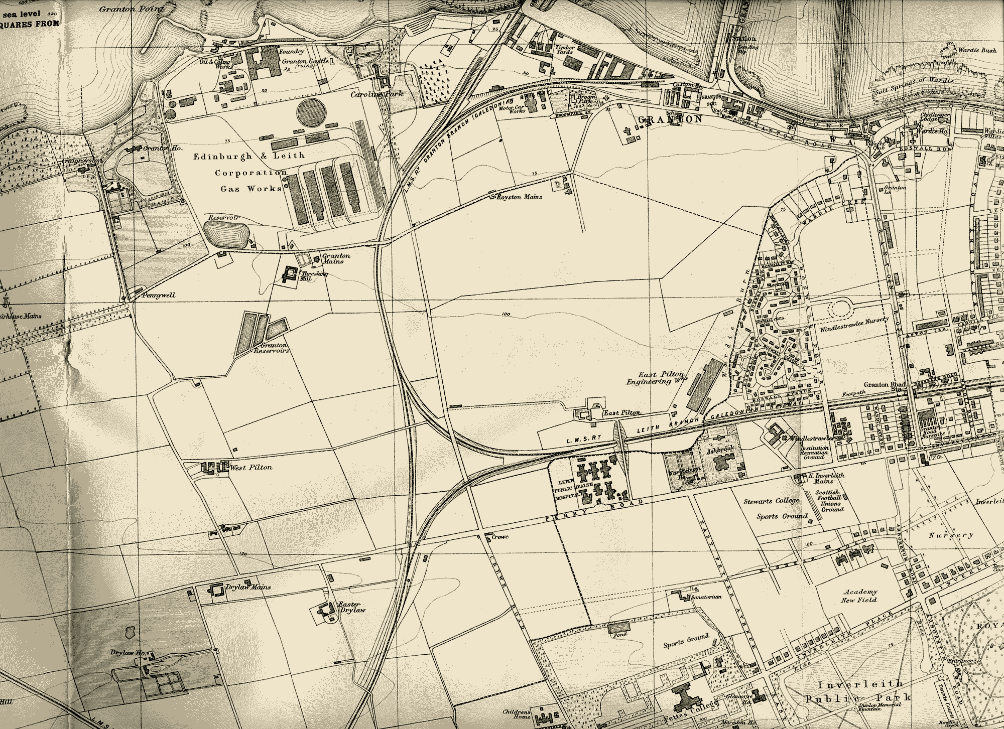Edinburgh and Leith map, 1925  -  North-west Edinburgh section  -  Enlarged