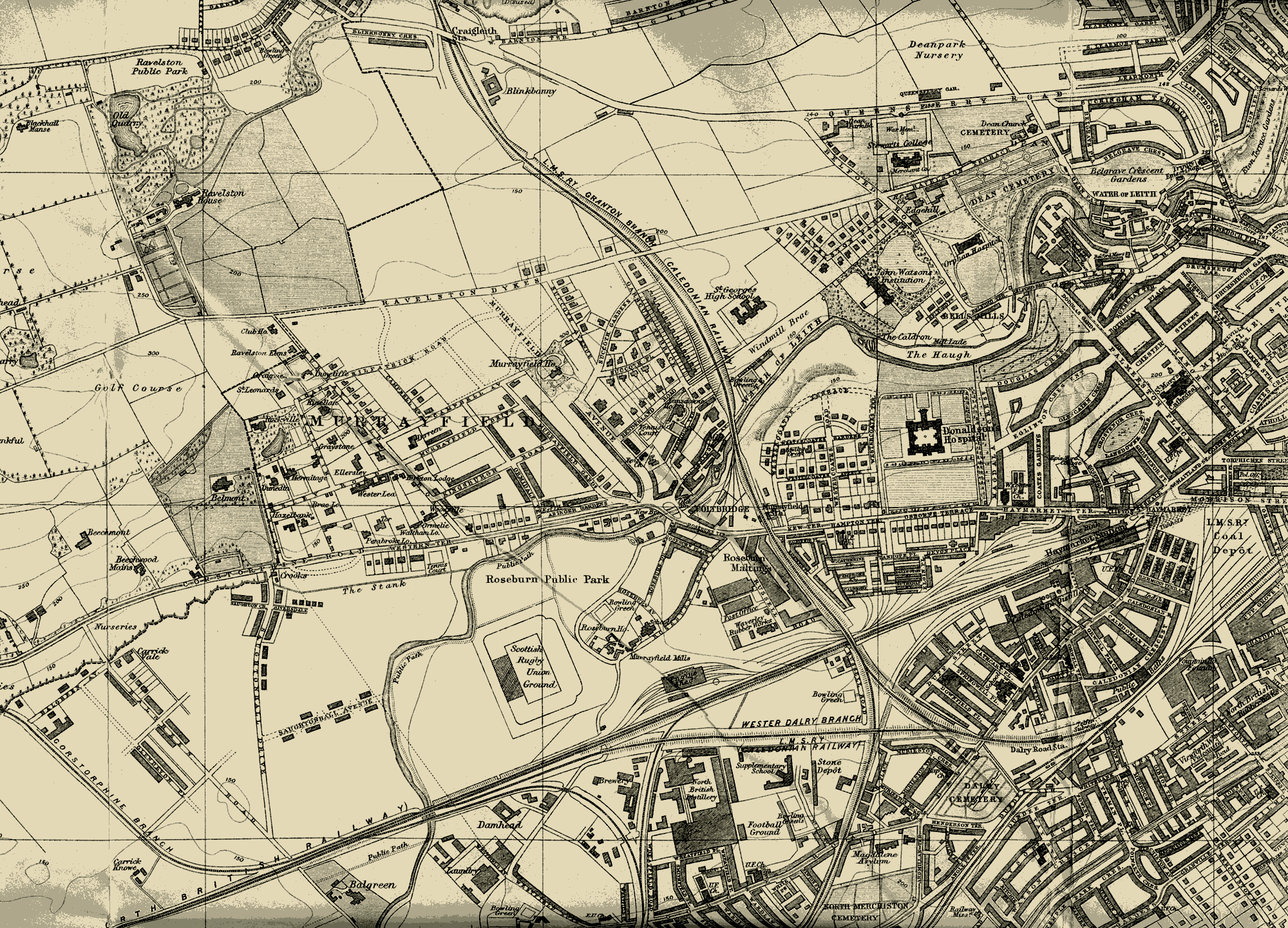 Edinburgh and Leith map, 1925  -  West Edinburgh section  -  Enlarged