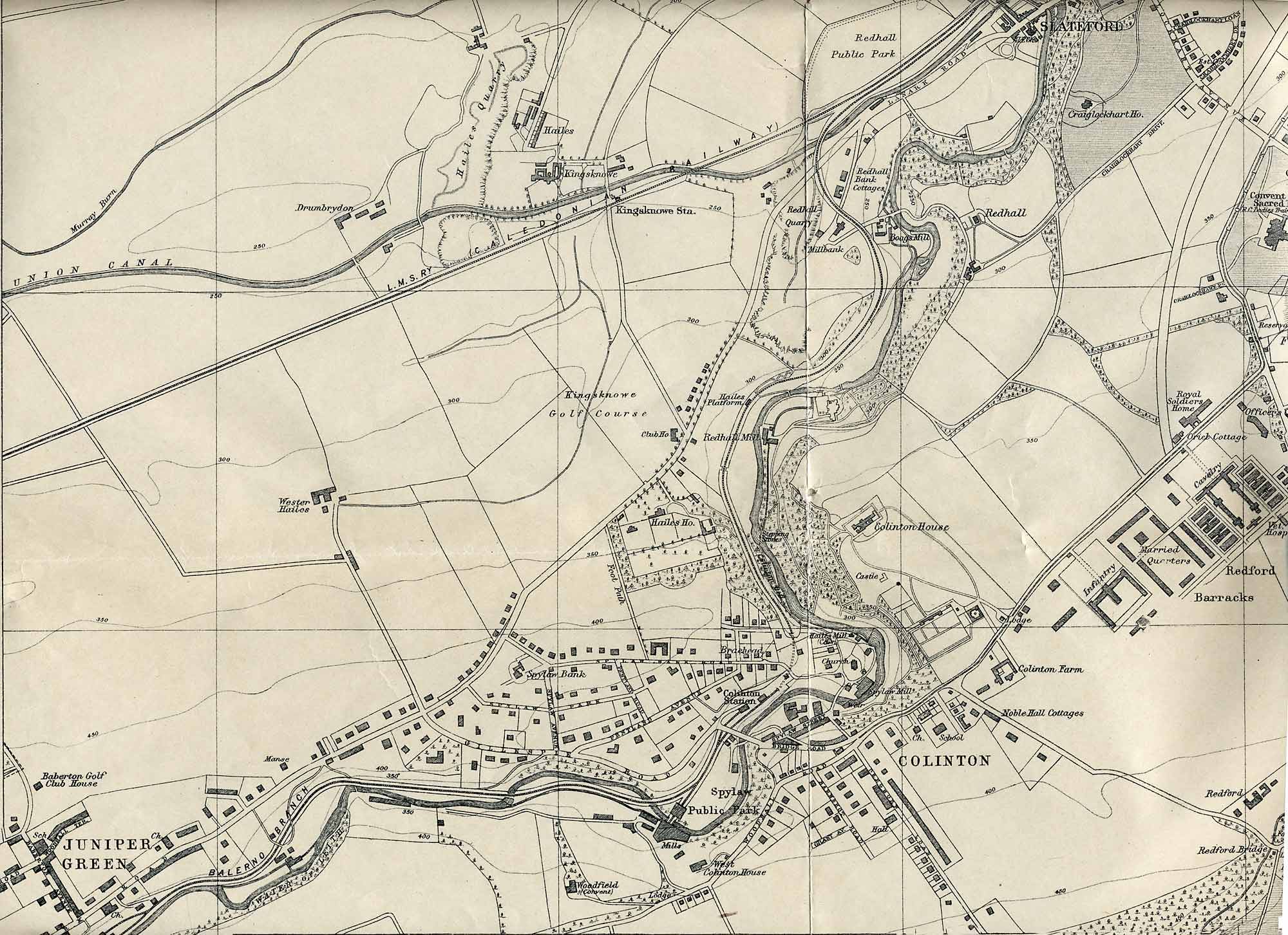 Edinburgh and Leith map, 1925  -  Juniper Green and Slateford section  -  Enlarged