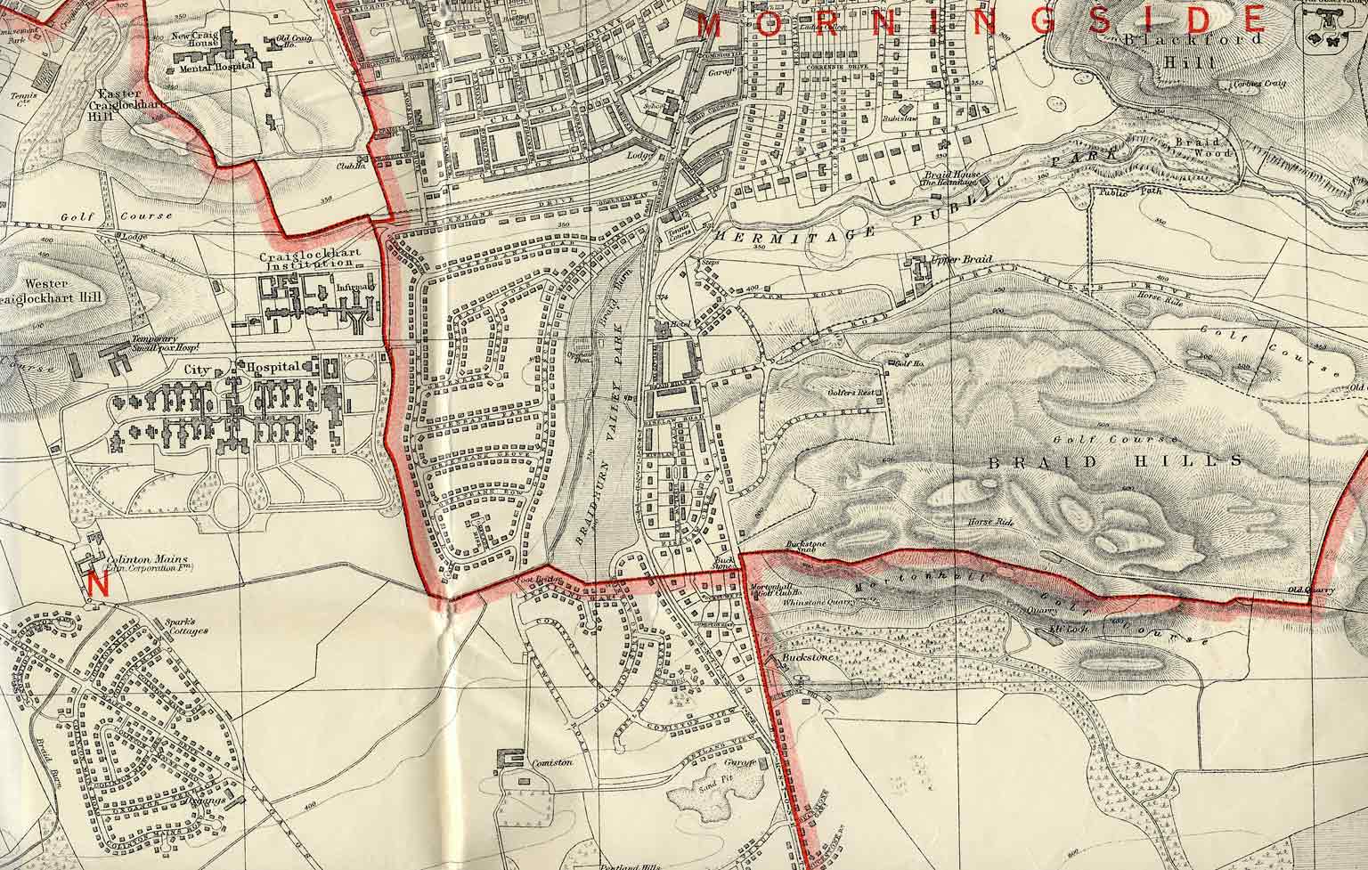 Edinburgh and Leith map, 1940  -  Craiglockhart and Braid Hills section