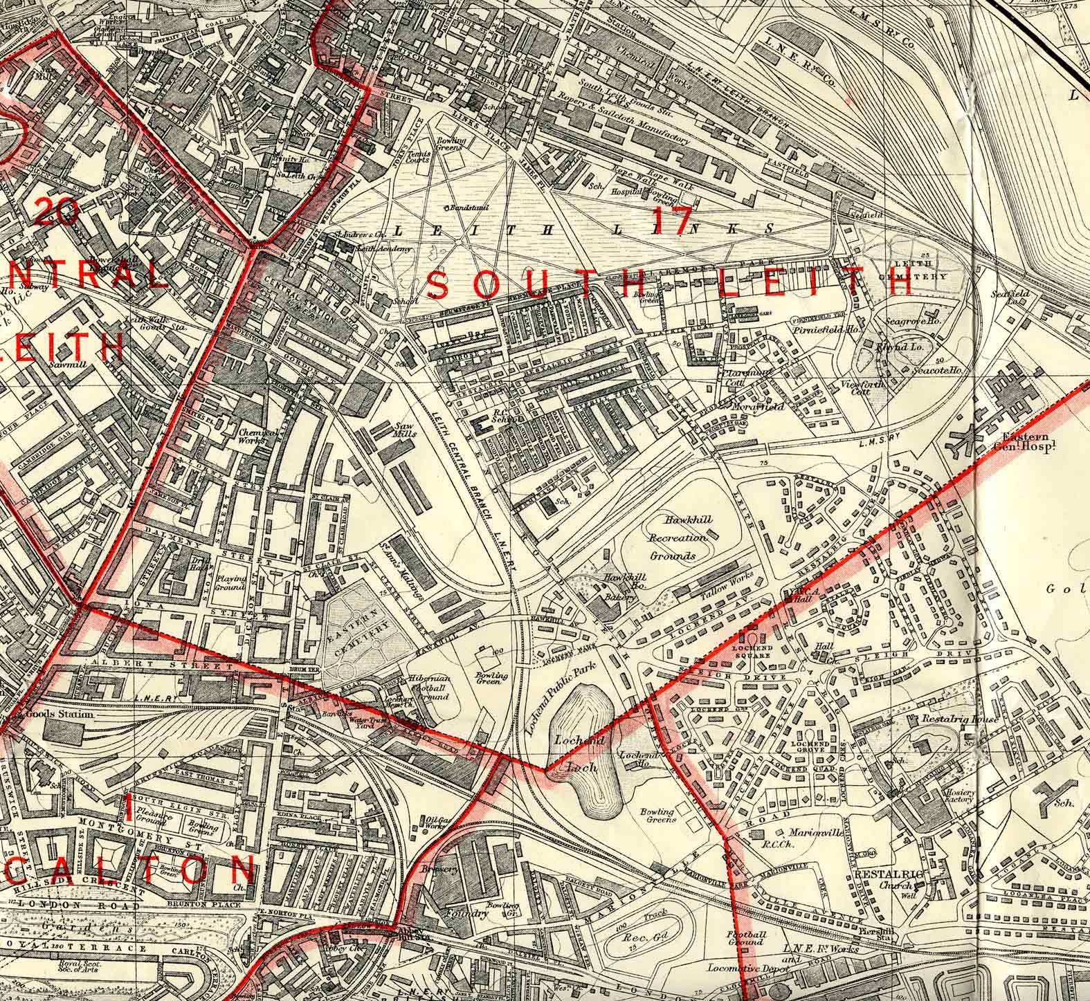 Edinburgh and Leith map, 1940  -  North-east Edinburgh section