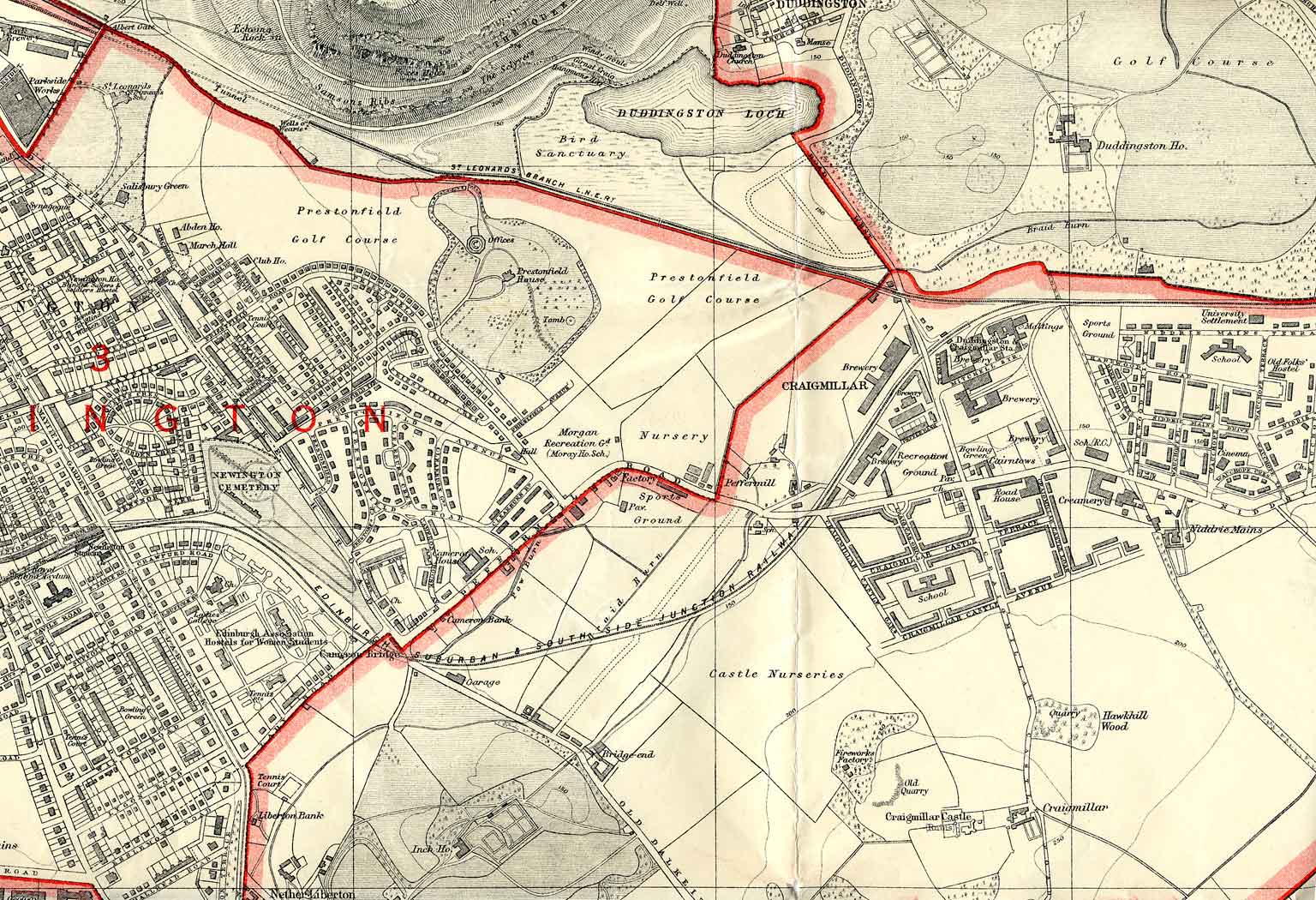 Edinburgh and Leith map, 1925  -  South-east Edinburgh section