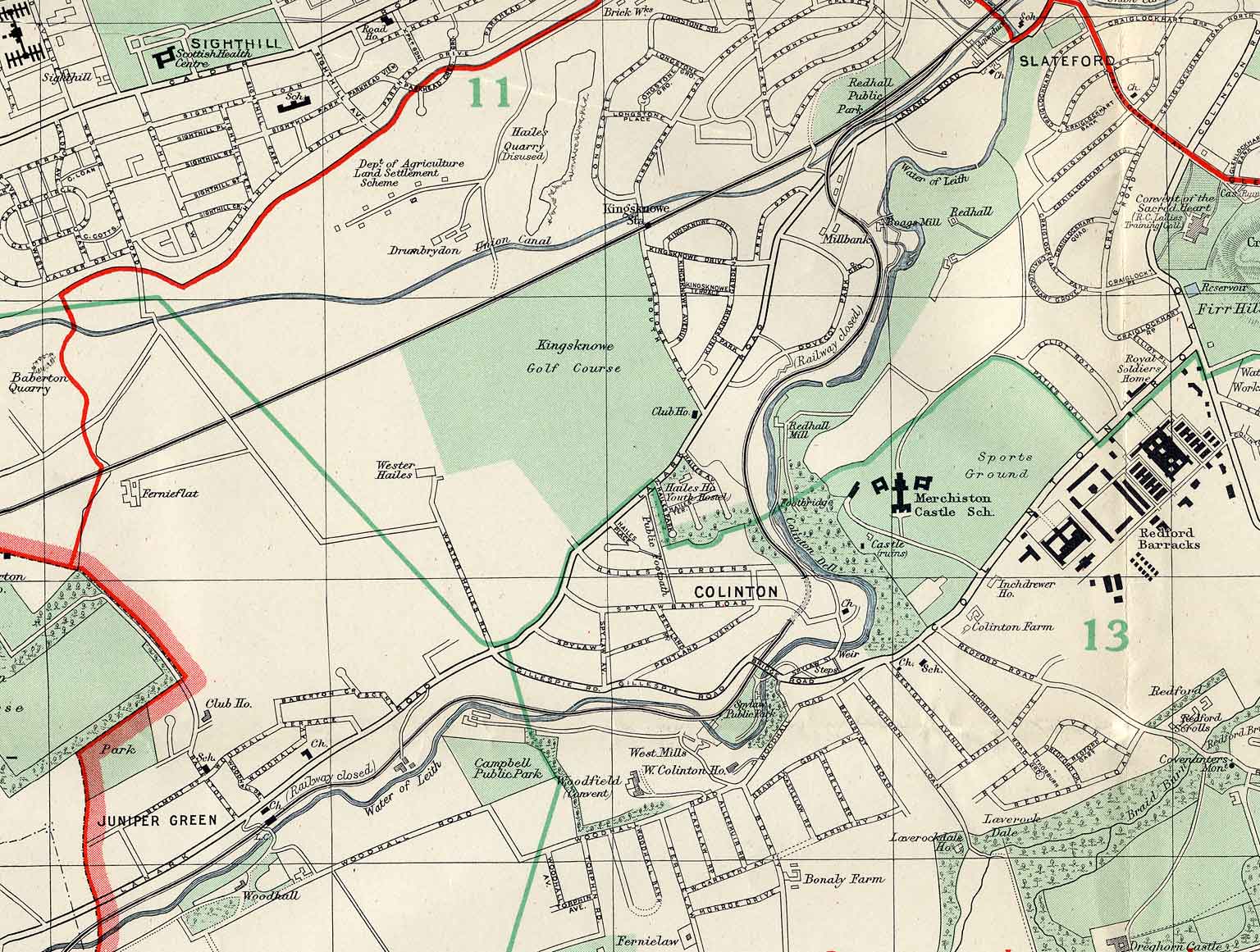 Edinburgh and Leith map, 1955  -  Juniper Green and Colinton