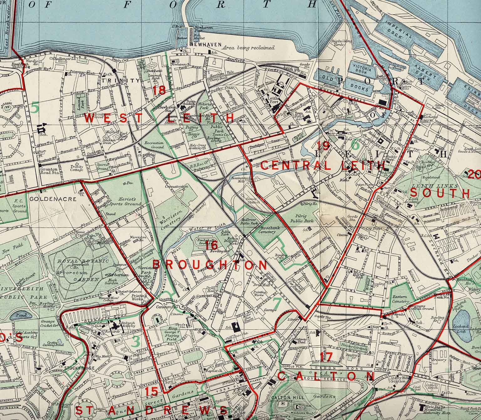 Edinburgh and Leith map, 1955  -  North Edinburgh section