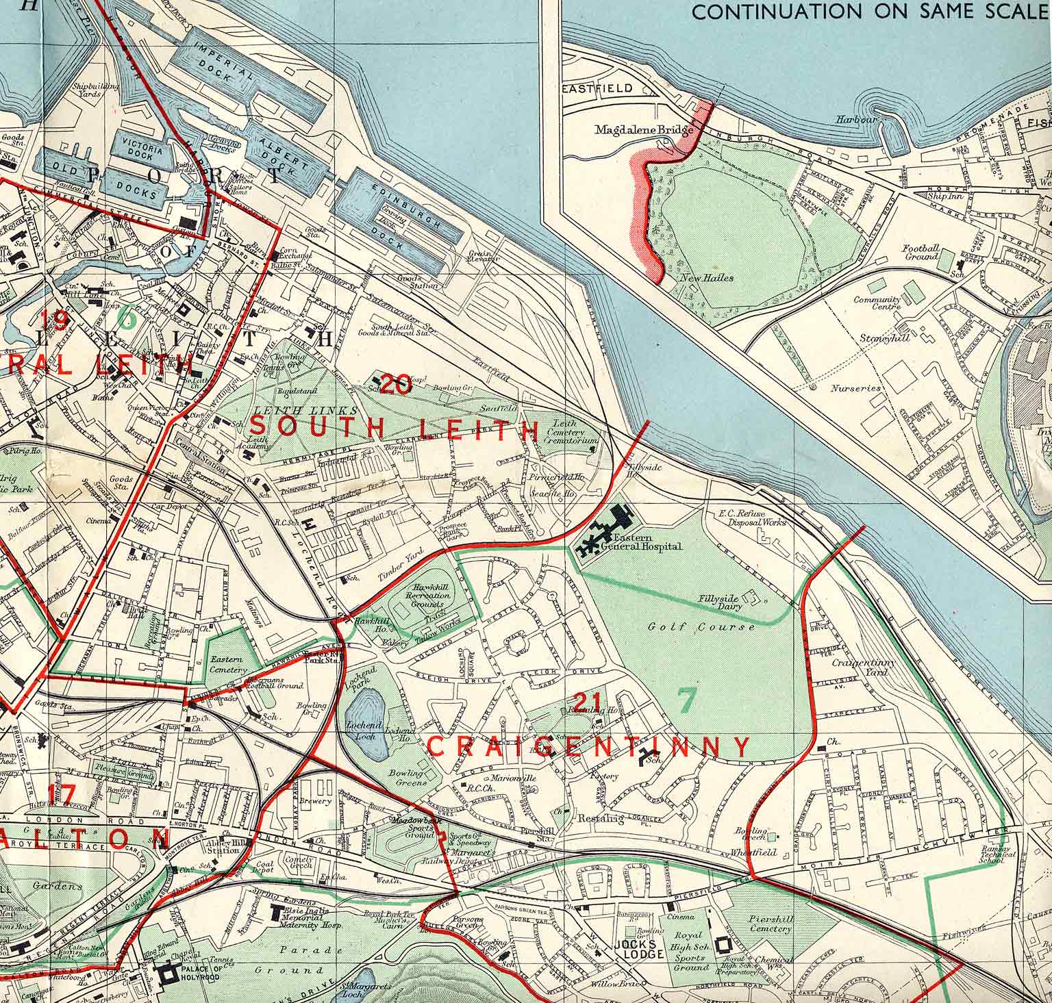 Edinburgh and Leith map, 1955  -  North-east Edinburgh