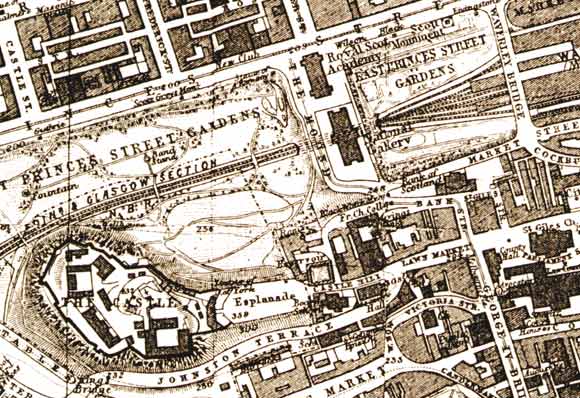 Central Edinburgh  -  The National Galleries and Edinburgh Castle  -  1917 map