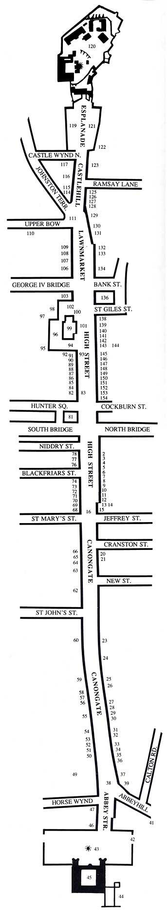 Map from 'A Guide to The Royal Mile' by Gordon Wrighr  -  first published 1979