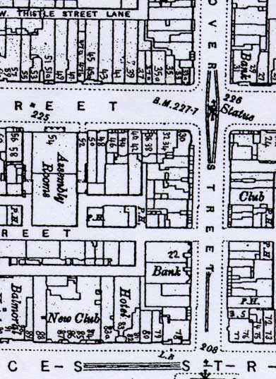 Map of Hanover Street and Frederick Street showing Photographic Studios