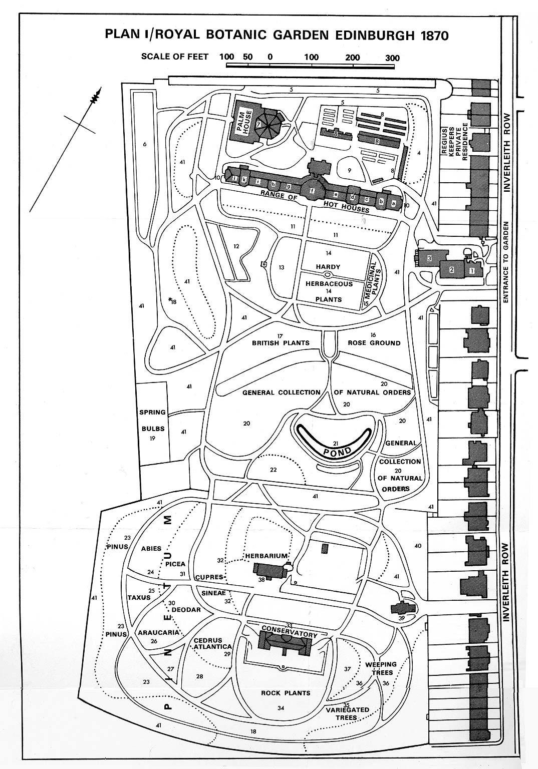 Royal Botanic Garden, Inverleith  -  1870 Map