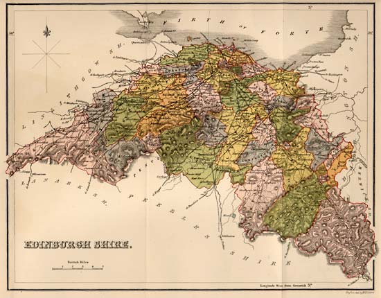 Map of Edinburghshire  -  The whole county