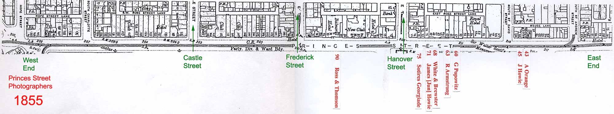 Map of Princes Street studios in 1855