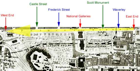Map of Princes Street and Princes Street Gardens  - 1860