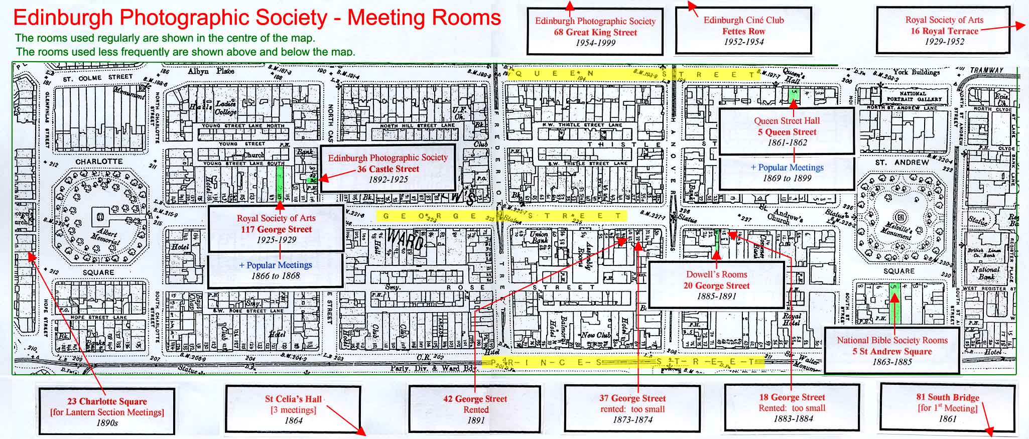 Map showing EPS Meeting Rooms since 1861