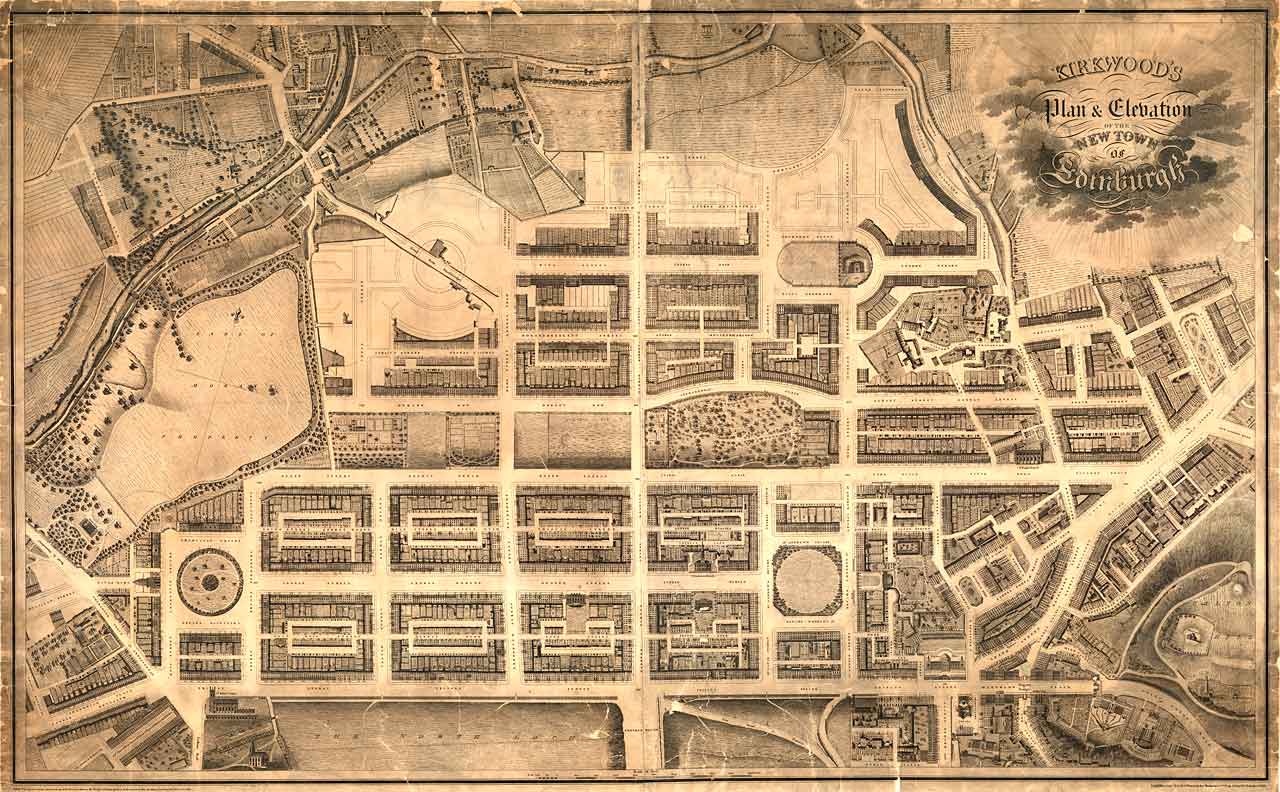 Edonburgh New Town  -  Enlargement of Kirkwood Map, 1819