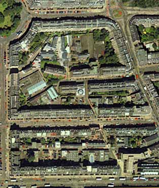 Detail from an aerial photograph of Edinburgh  -  XYZ Digital Map Co,  2001  -  Broughton