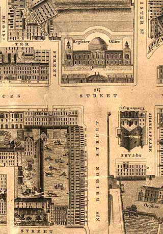Detail from map of Edinburgh New Town  -  Kirkwood, 1819  -  East End of Princes Street