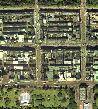 Detail from an aerial photograph of Edinburgh  -  XYZ Digital Map Co, 2001  -  First New Town, Central Section