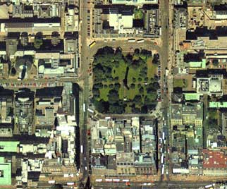 Detail from an aerial photograph of Edinburgh  -  XYZ Digital Map Co, 2001  -  St Andrew Square