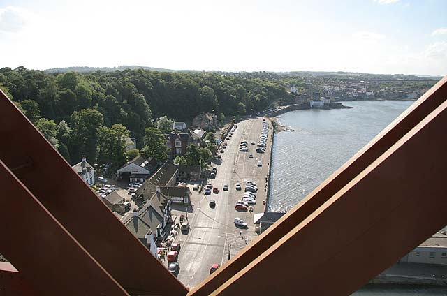 Looking down from the Forth Rail Bridge on South Queensferry beside the Firth of Forth