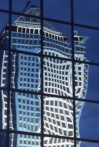 London Docklands  -  Canary Wharf  1 -  Canary Wharf reflected