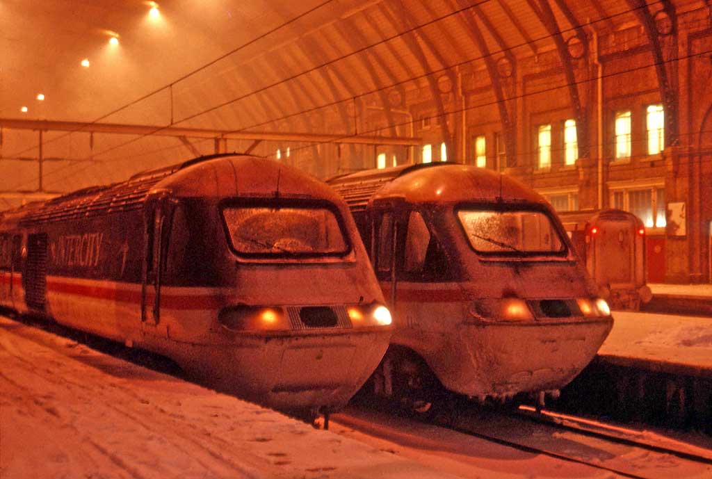 High Speed Trains at King's Cross Station in Winter