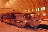 London  -  High Speed Trains at King's Cross station in winter