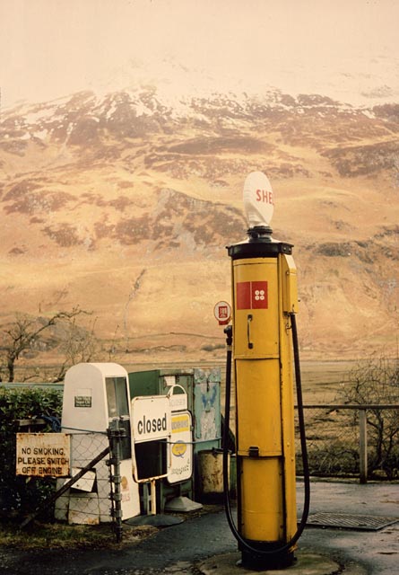 An old petrol pump in the Scottish Highlands  -  still in use in the Scottish Highlands