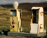 The pump at a faded Shell petrol station in the Scottish Highlands