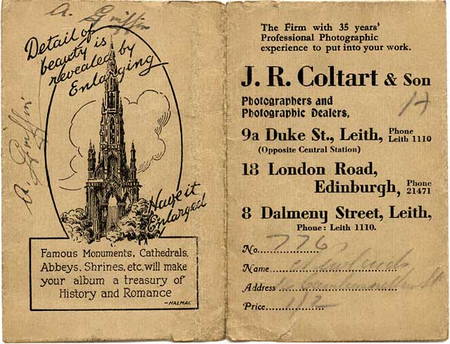 J R Colltart  -  Developing and printing wallet