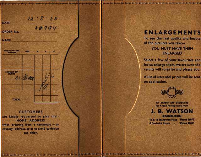 J B Watson  -  Developing and Printing wallet, 1934 to 1938  -  Inside