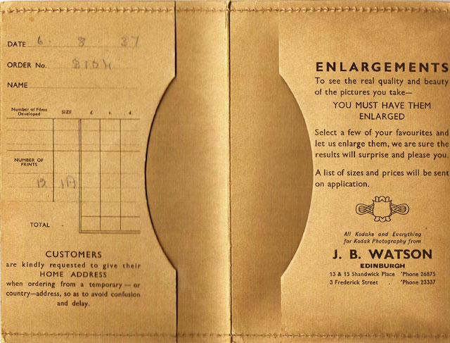 J B Watson  -  Developing and Printing wallet, 1937  -  Inside