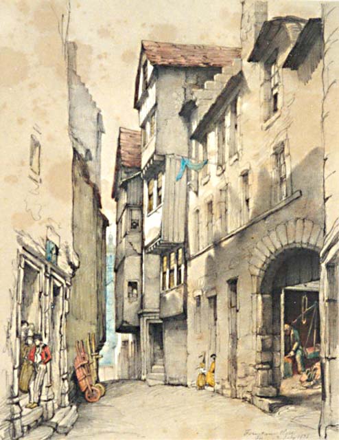 Fountain's Close  -  drawing by James Drummond, 1853