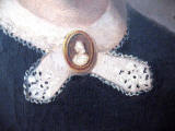 Portrait by Horsburgh of an unknown lady with lace collar and brooch  -  collar detail