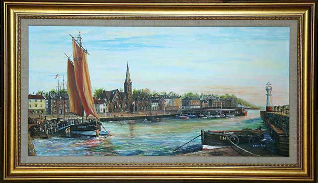 One of a series of paintings of harbours around Edinburgh by 'The Leith Artist', Frank Forsgard Manclark  -  Newhaven Harbour