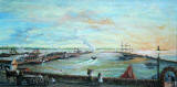 One of a series of paintings of harbours around Edinburgh by 'The Leith Artist', Frank Forsgard Manclark  -  Granton Harbour