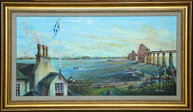 One of a series of paintings of harbours around Edinburgh by 'The Leith Artist', Frank Forsgard Manclark  -  Queensferry Harbour