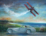 One of a series of paintings of Morgan Cars by 'The Leith Artist', Frank Forsgard Manclark  -   Title: 'Aeromaximum'