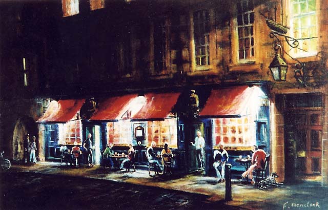 Painting by Frank Forsgard Manclark, 'The Leith Artist'   -   Evening at The Shore, Leith
