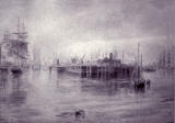 Granton Harbour from Eastern Breakwater  -  1935 Watercolour from an 1888 sketch by Edinburgh artist, Peter Ingram Weir 